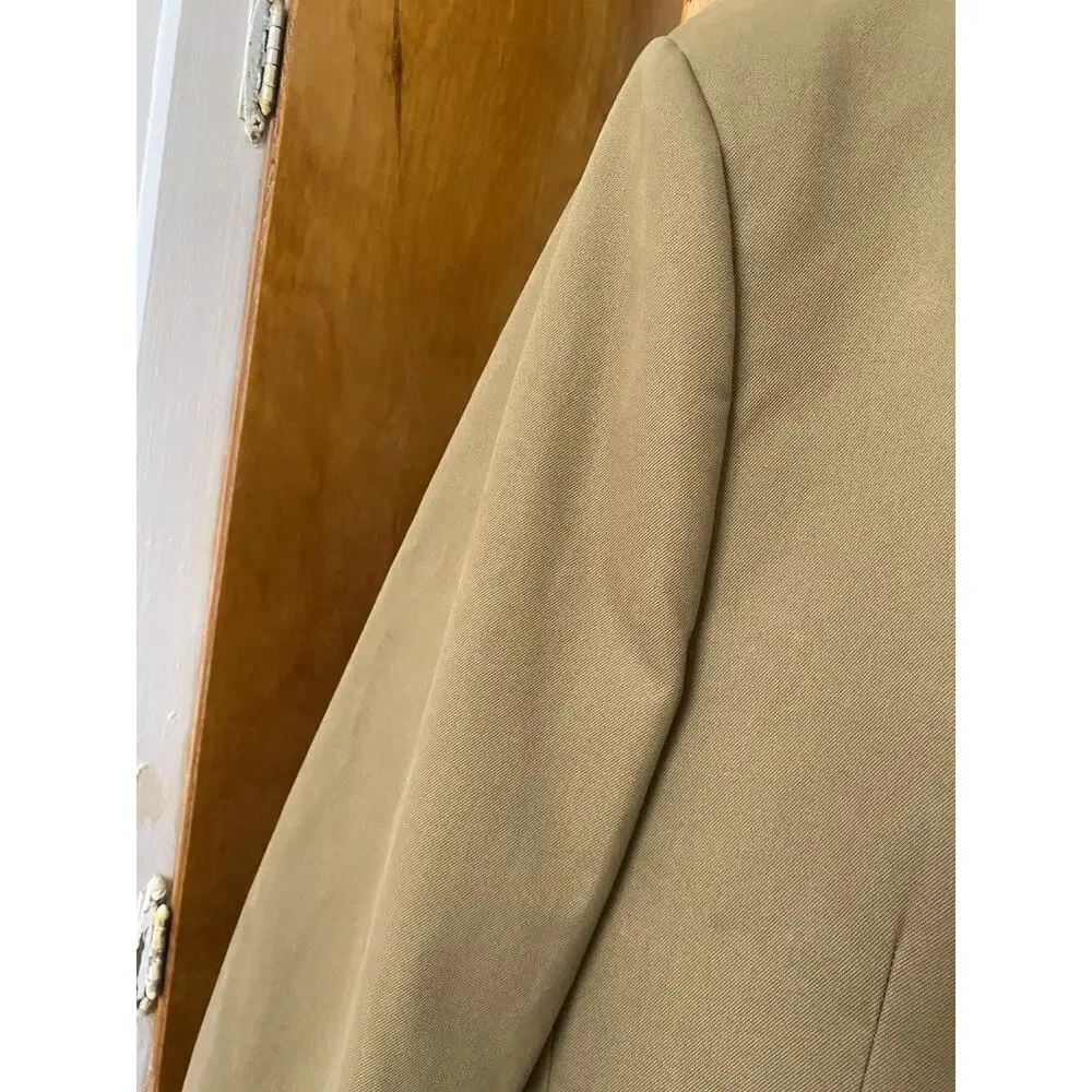 VALENTINO GARAVANI Tan Green Blazer twill sport coat camo lining Size 54 44” Ch